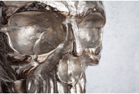 Sculpture murale design crâne humain en aluminium coloris argenté