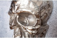 Sculpture murale design crâne humain en aluminium coloris argenté