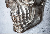 Sculpture murale design crâne humain en aluminium coloris argenté