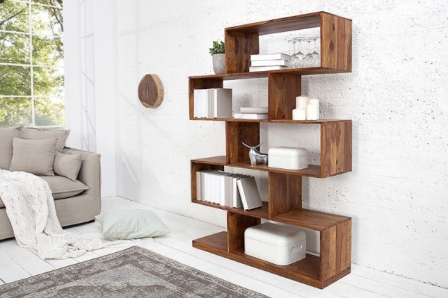étagère moderne de 150cm en bois massif coloris naturel