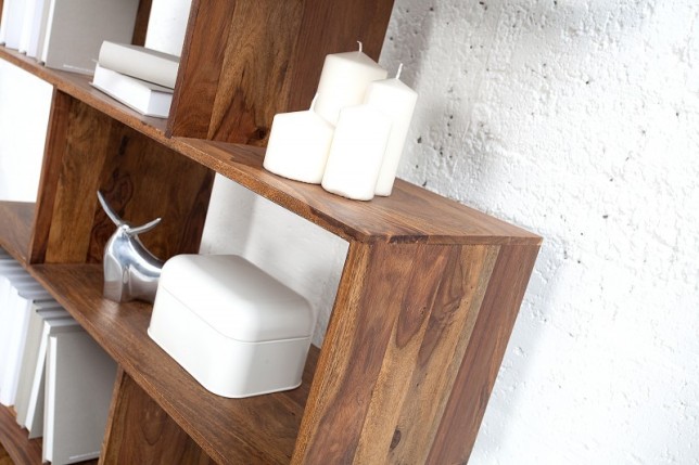 étagère moderne de 150cm en bois massif coloris naturel