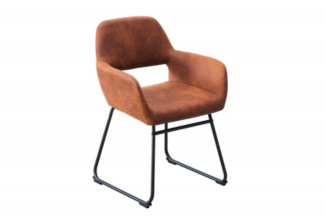 Chaise de salle à manger design coloris brun antique en microfibre