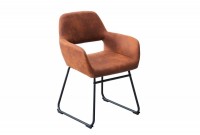 Chaise de salle à manger design coloris brun antique en microfibre