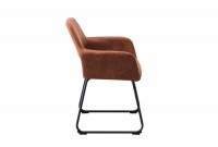 Chaise de salle à manger design coloris brun antique en microfibre