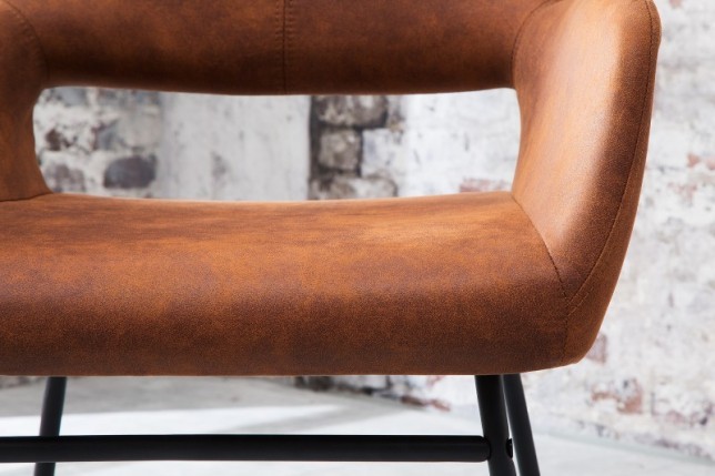 Chaise de salle à manger design coloris brun antique en microfibre