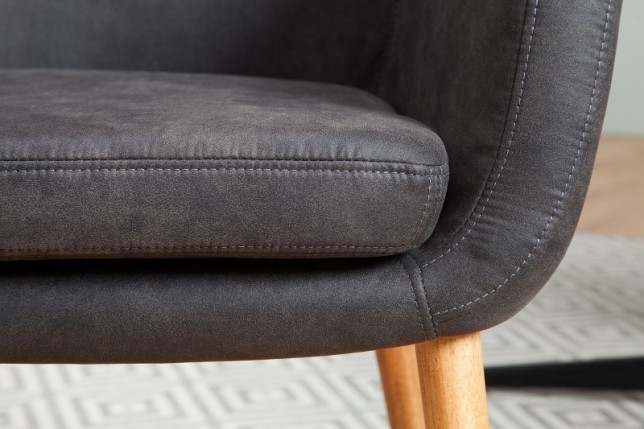 Chaise contemporaine de salle à manger coloris gris vintage en microfibre