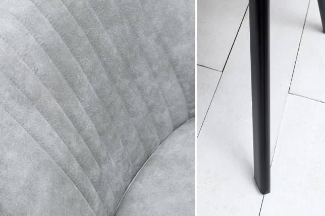 Chaise de salle à manger design vintage de couleur gris pierre en microfibre