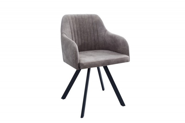 Chaise de salle à manger design vintage de couleur gris taupe en microfibre