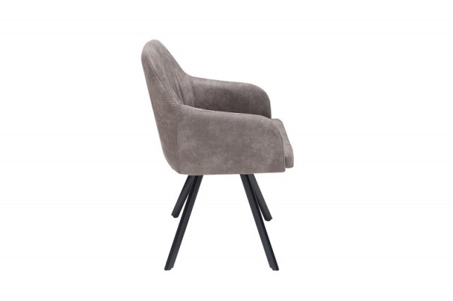 Chaise de salle à manger design vintage de couleur gris taupe en microfibre