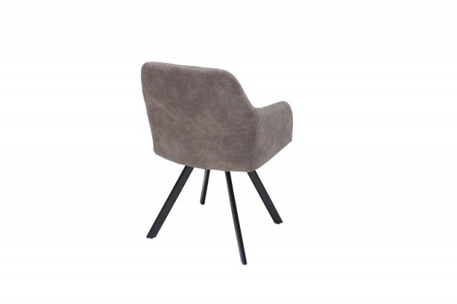 Chaise de salle à manger design vintage de couleur gris taupe en microfibre