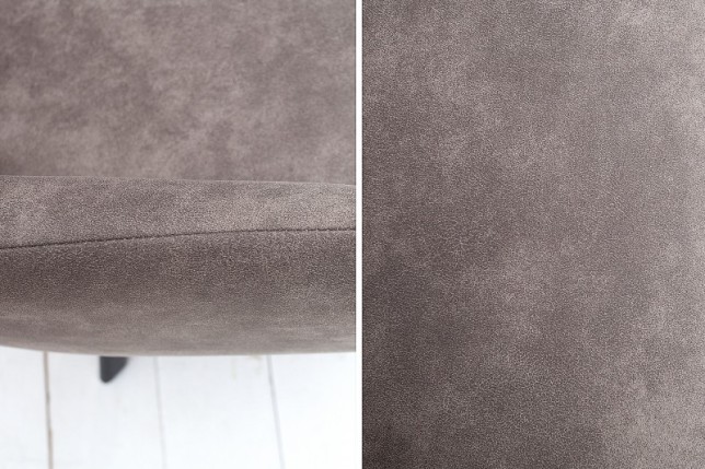 Chaise de salle à manger design vintage de couleur gris taupe en microfibre