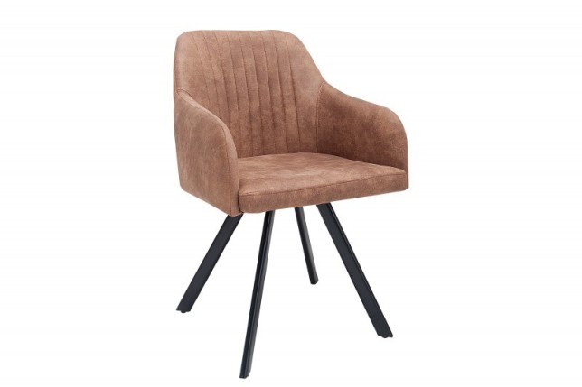 Chaise de salle à manger design vintage de couleur brun en microfibre