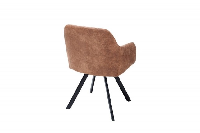 Chaise de salle à manger design vintage de couleur brun en microfibre