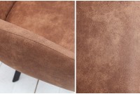 Chaise de salle à manger design vintage de couleur brun en microfibre