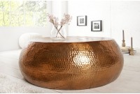 Table basse 80 cm ronde en aluminium coloris cuivre