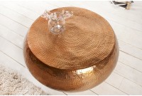 Table basse 80 cm ronde en aluminium coloris cuivre