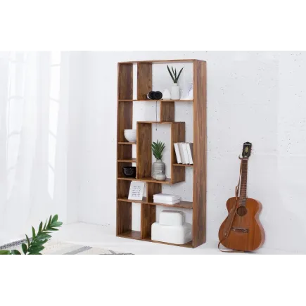 étagère contemporaine de 180 cm coloris naturel en bois massif sheesham