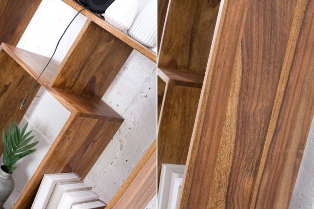 étagère contemporaine de 180 cm coloris naturel en bois massif sheesham
