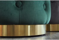 tabouret design baroque capitonné coloris vert foncé et doré