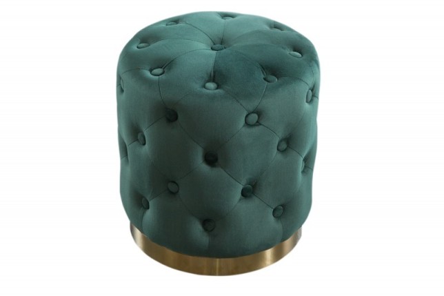 tabouret design baroque capitonné coloris vert foncé et doré