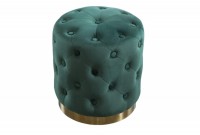tabouret design baroque capitonné coloris vert foncé et doré
