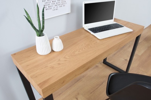 Bureau moderne rectangulaire de 120cm coloris chêne et noir