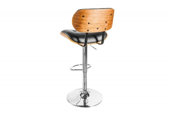 Tabouret de bar design rétro de couleur noire avec piétement réglable