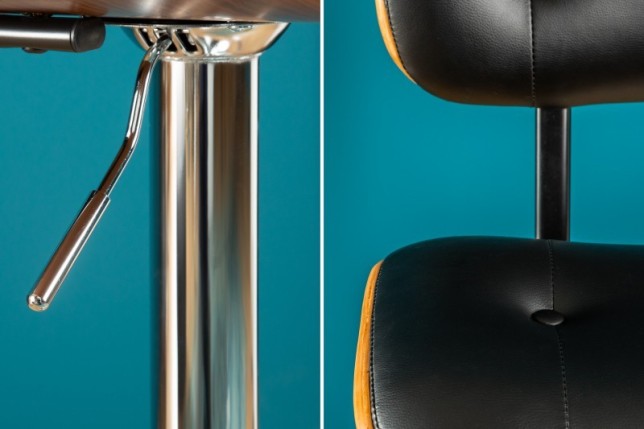Tabouret de bar design rétro de couleur noire avec piétement réglable