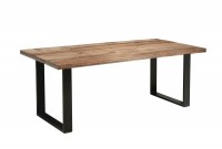 Table à manger 180cm coloris naturel et noir en bois massif et fer