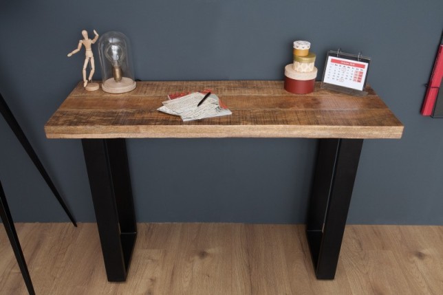 Table à manger 115cm en bois massif et fer