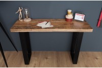 Table à manger 115cm en bois massif et fer