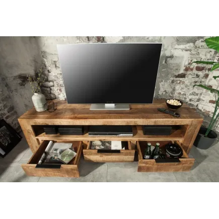 Meuble TV design industriel 170 cm en bois massif 2