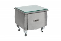 Table de chevet design baroque 47cm avec tiroir gris clair