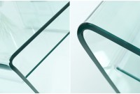 Table basse contemporaine en verre 70cm  avec étagère transparente