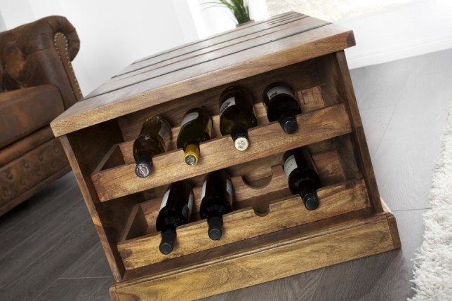 Table basse en bois massif 100cm barre de maison finition pierre