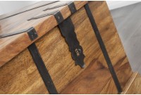 Table basse en bois massif 100cm barre de maison finition pierre