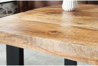 Table basse design industriel en bois massif et métal coloris naturel et noir