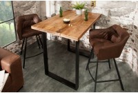 Table de bar design industriel coloris naturel et noir en bois massif et métal bois massif
