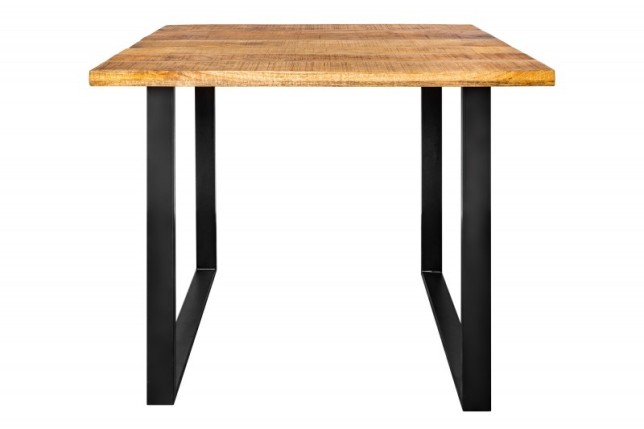 Table de bar design industriel coloris naturel et noir en bois massif et métal bois massif