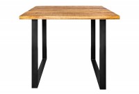Table de bar design industriel coloris naturel et noir en bois massif et métal bois massif