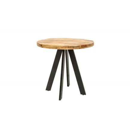 Table à manger haute de style industriel coloris naturel en bois massif et métal 2