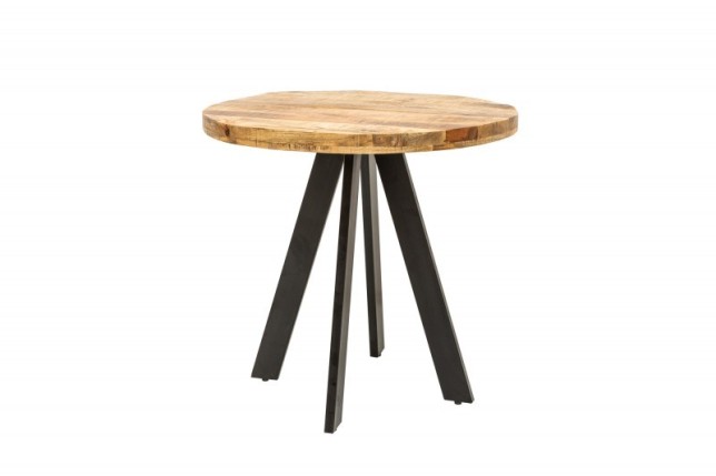 Table à manger haute de style industriel coloris naturel en bois massif et métal