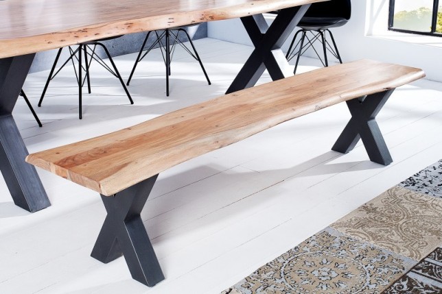 Banc 160 cm design industriel alliant bois et métal