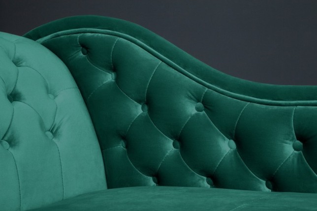 Méridienne design Chesterfield capitonné en simili cuir vert émeraude