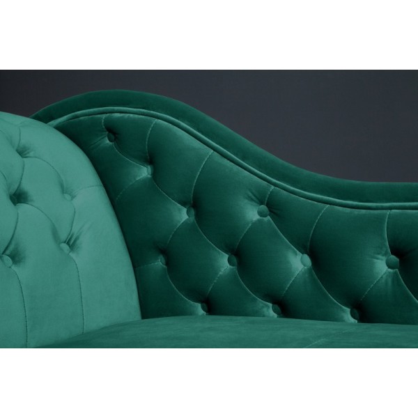 Méridienne design Chesterfield capitonné en simili cuir vert émeraude