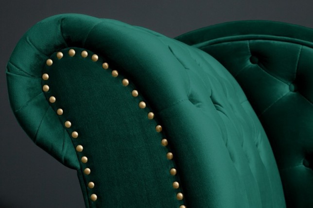 Méridienne design Chesterfield capitonné en simili cuir vert émeraude