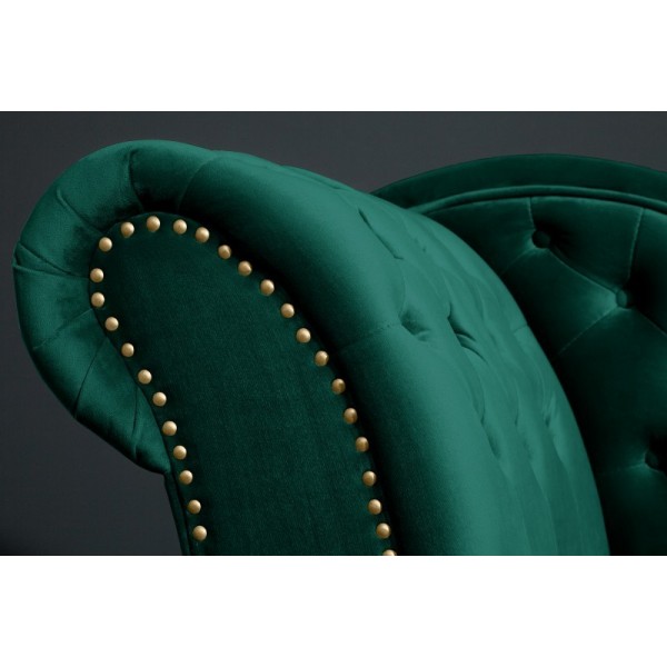 Méridienne design Chesterfield capitonné en simili cuir vert émeraude