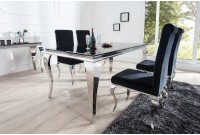 Table de salle à manger 180cm, design baroque en noir et argent