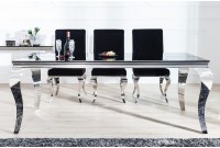 Table de salle à manger 180cm, design baroque en noir et argent