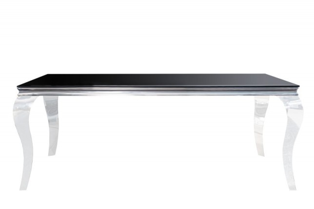 Table de salle à manger 180cm, design baroque en noir et argent